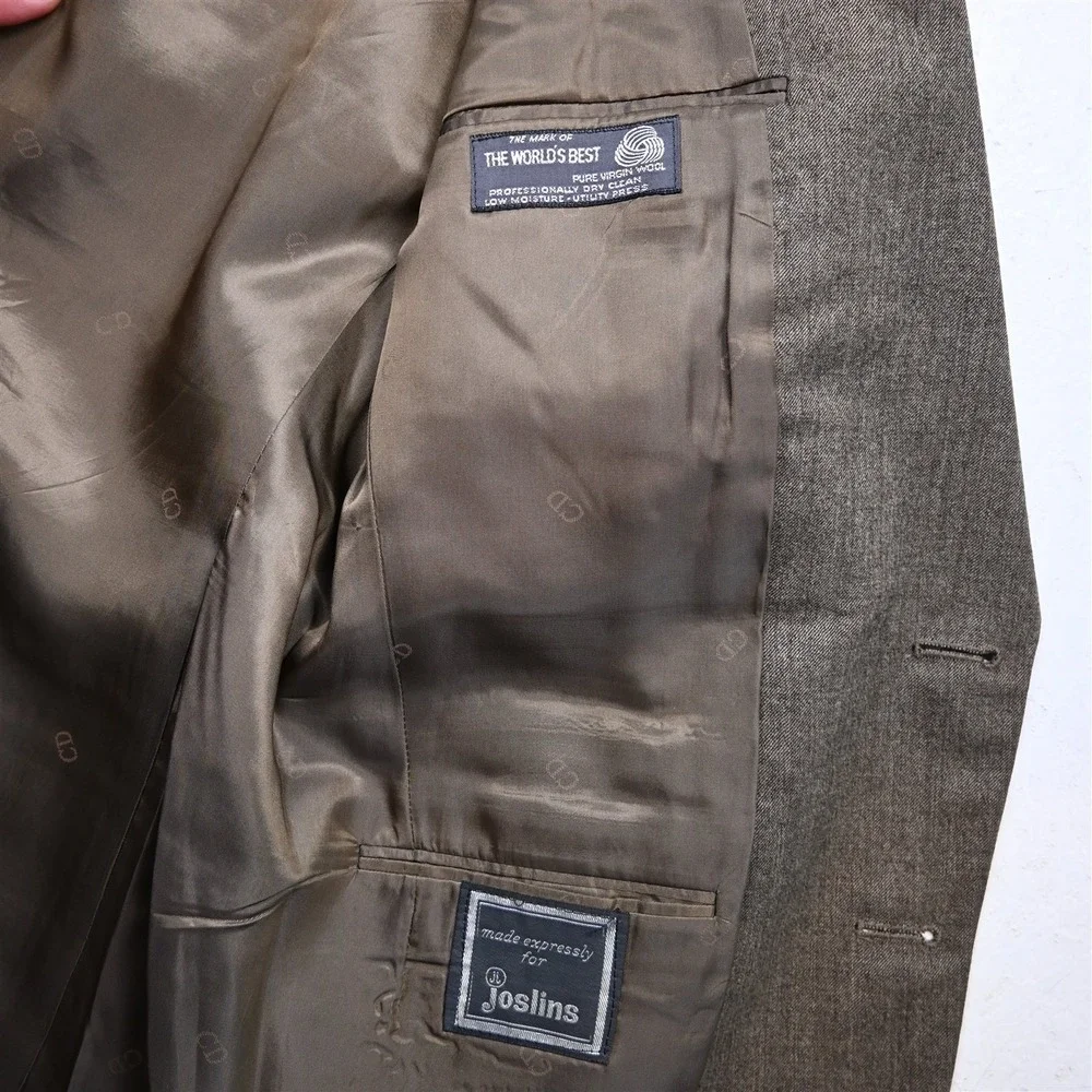Vtg USA Christian Dior 40S Brown Birdesye Wool Slim Mens Blazer Sport‎ Coat